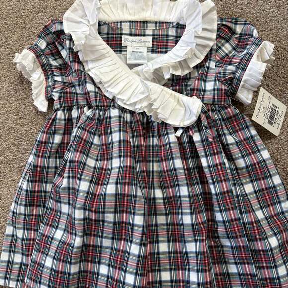 Ralph Lauren Red, Green, and White Plaid Smocked Dress with Peter Pan Collar - Picture 1 of 4